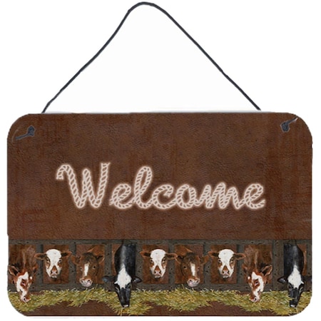 Carolines Treasures Welcome Mat With Cows Aluminium Metal Wall Or Door Hanging Prints SB3058DS812